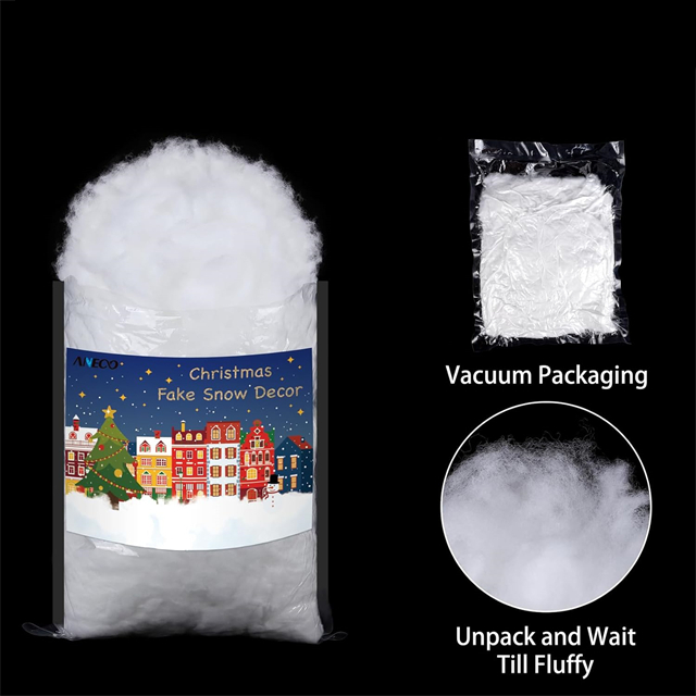 Fluff de algodão artificial suave de neve perfeito para as aldeias de Natal Mantels Holidays Displays