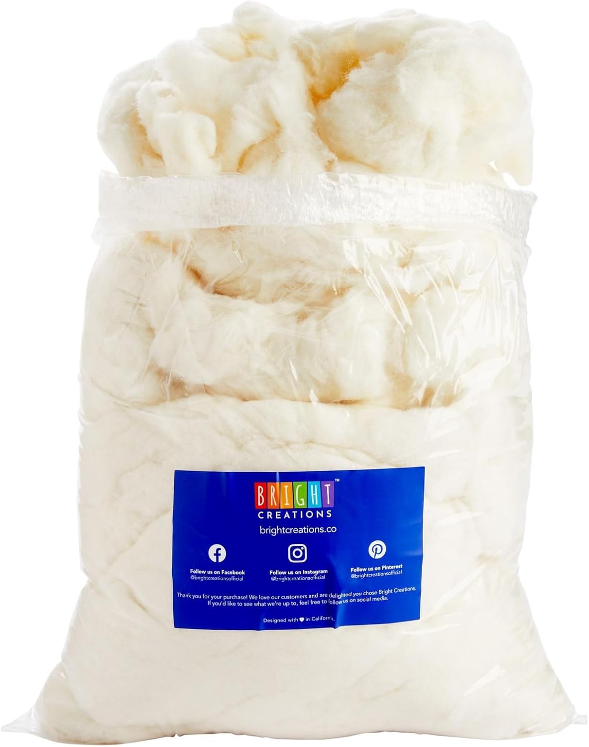 Recheio branco natural c 16 onças - recheio premium para artesanato e feltragem