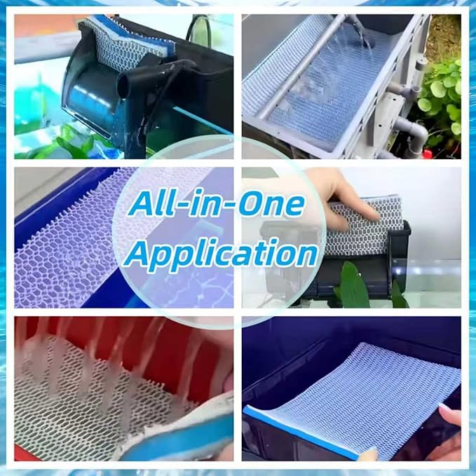 Esponja de filtro de aquário não tecido de 8 camadas, trim-to-fit, fibra ES, geométrica