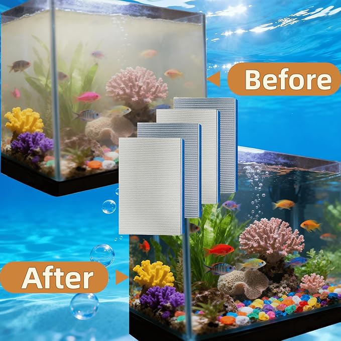 Esponja de filtro de aquário não tecido de 8 camadas, trim-to-fit, fibra ES, geométrica